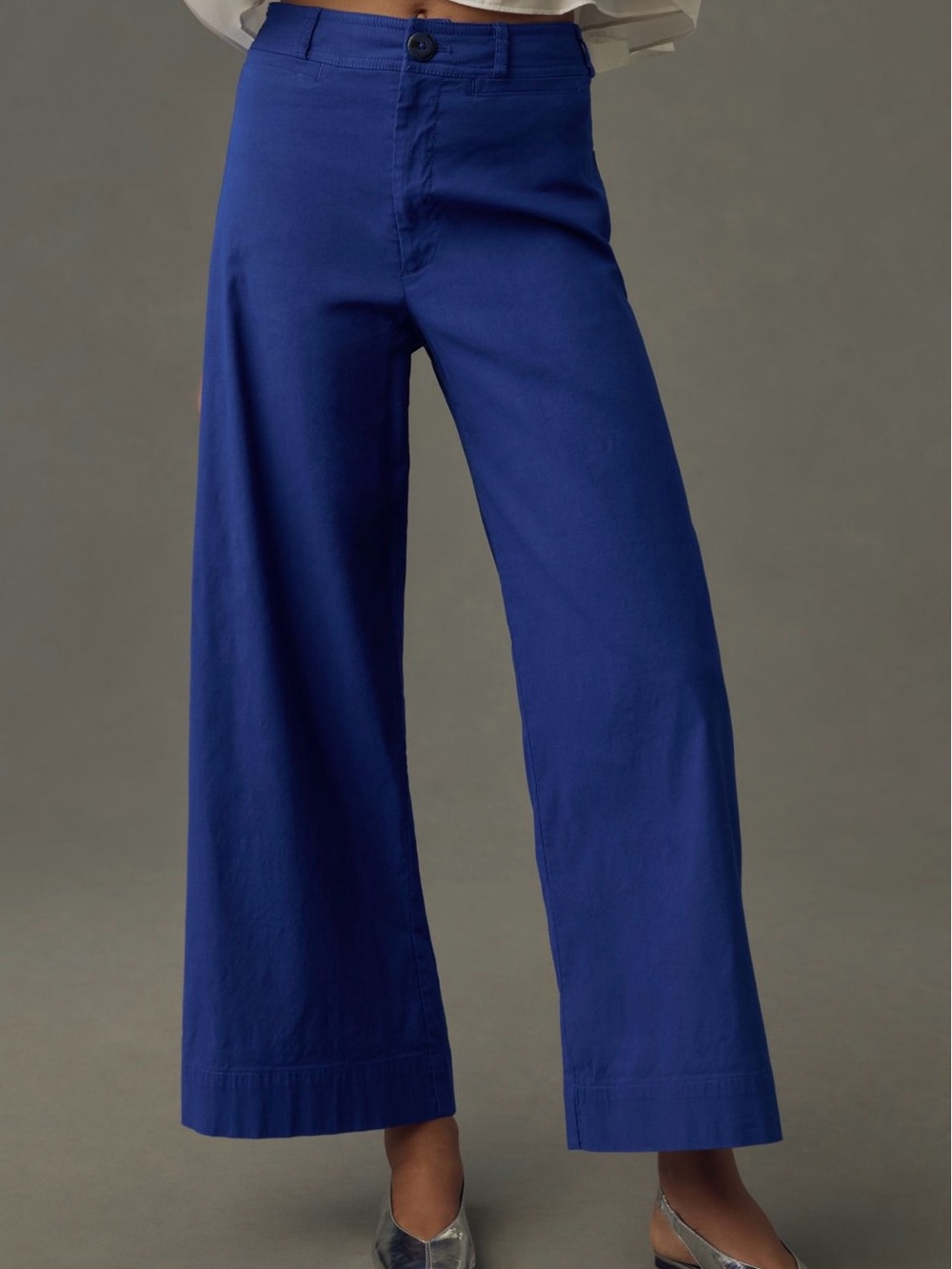 Maeve Wide-Leg High-Rise Pants in Cobalt Blue - Picture 3 of 11
